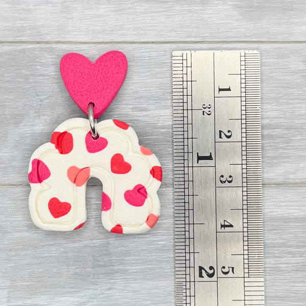 Tiny Hearts Arch Polymer Clay Stud Dangles