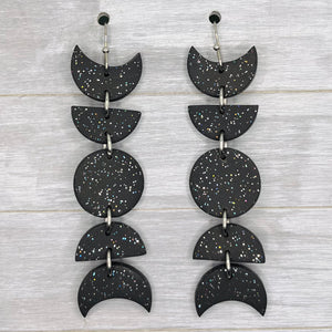 Black Moon Phase Polymer Clay Dangles