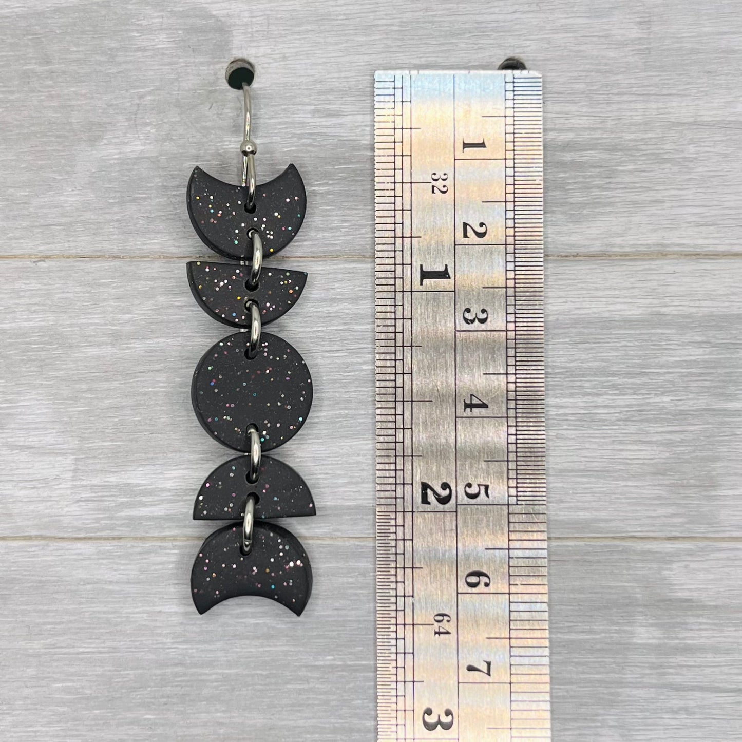 Black Moon Phase Polymer Clay Dangles (Mini)