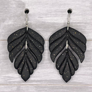Midnight Feather Clay Dangles