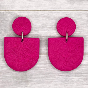 Fuchsia Spring Floral Clay Stud Dangles