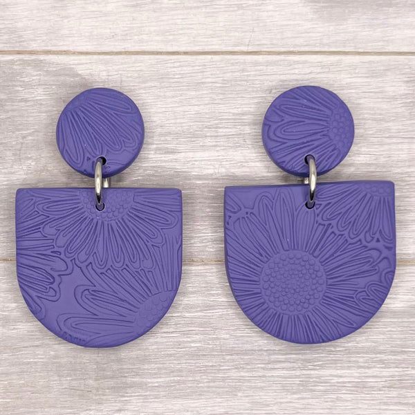 Dusty Periwinkle Spring Floral Clay Stud Dangles