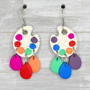 Colorful Paint Pallet Calay Dangles