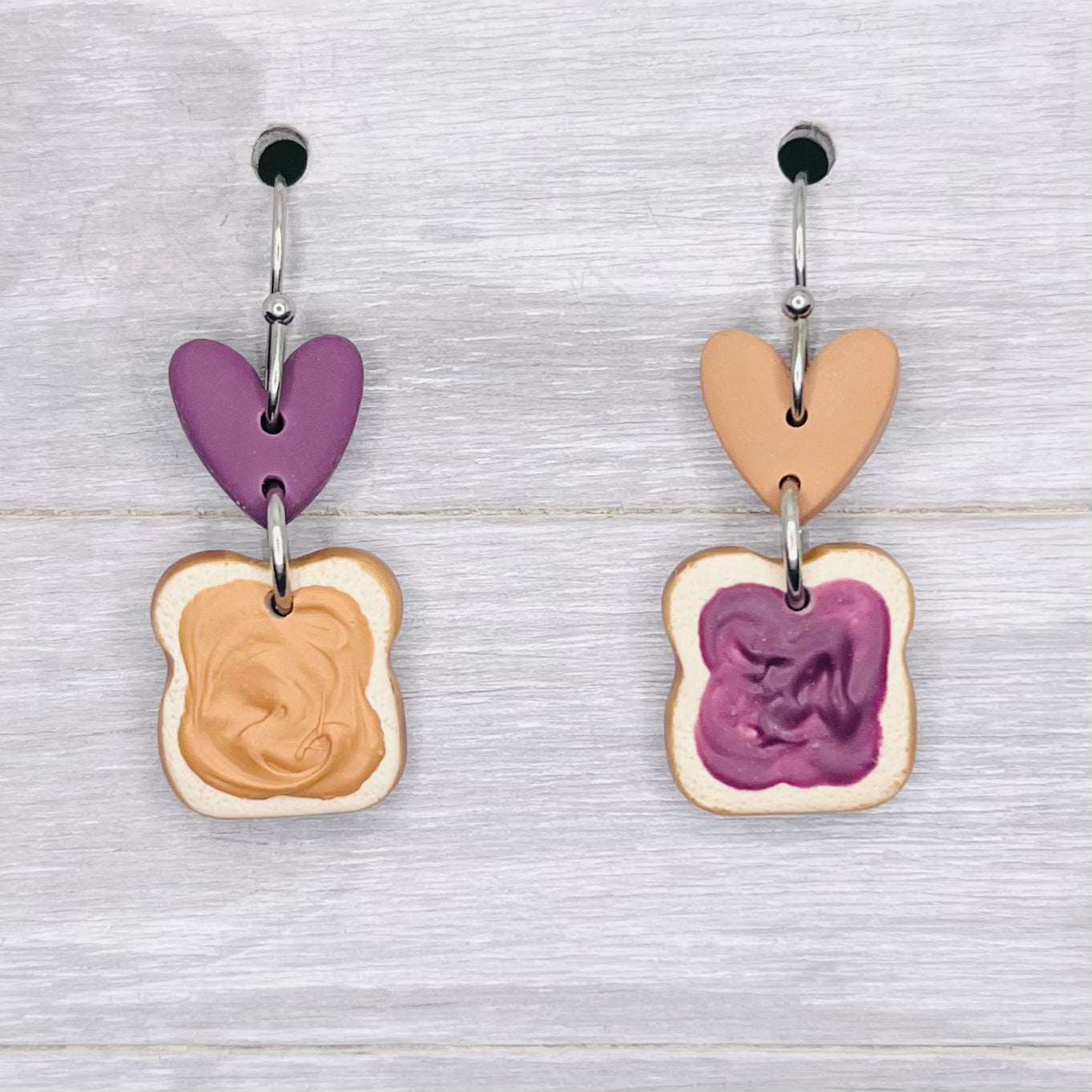 Peanut Butter & Jelly Love Clay Dangles