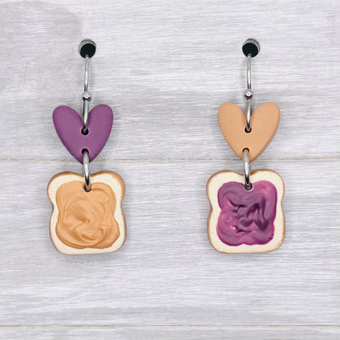 Peanut Butter & Jelly Love Clay Dangles