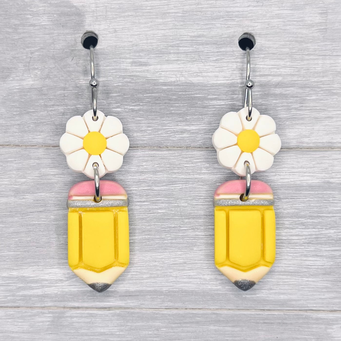 Daisy Pencil Clay Dangles