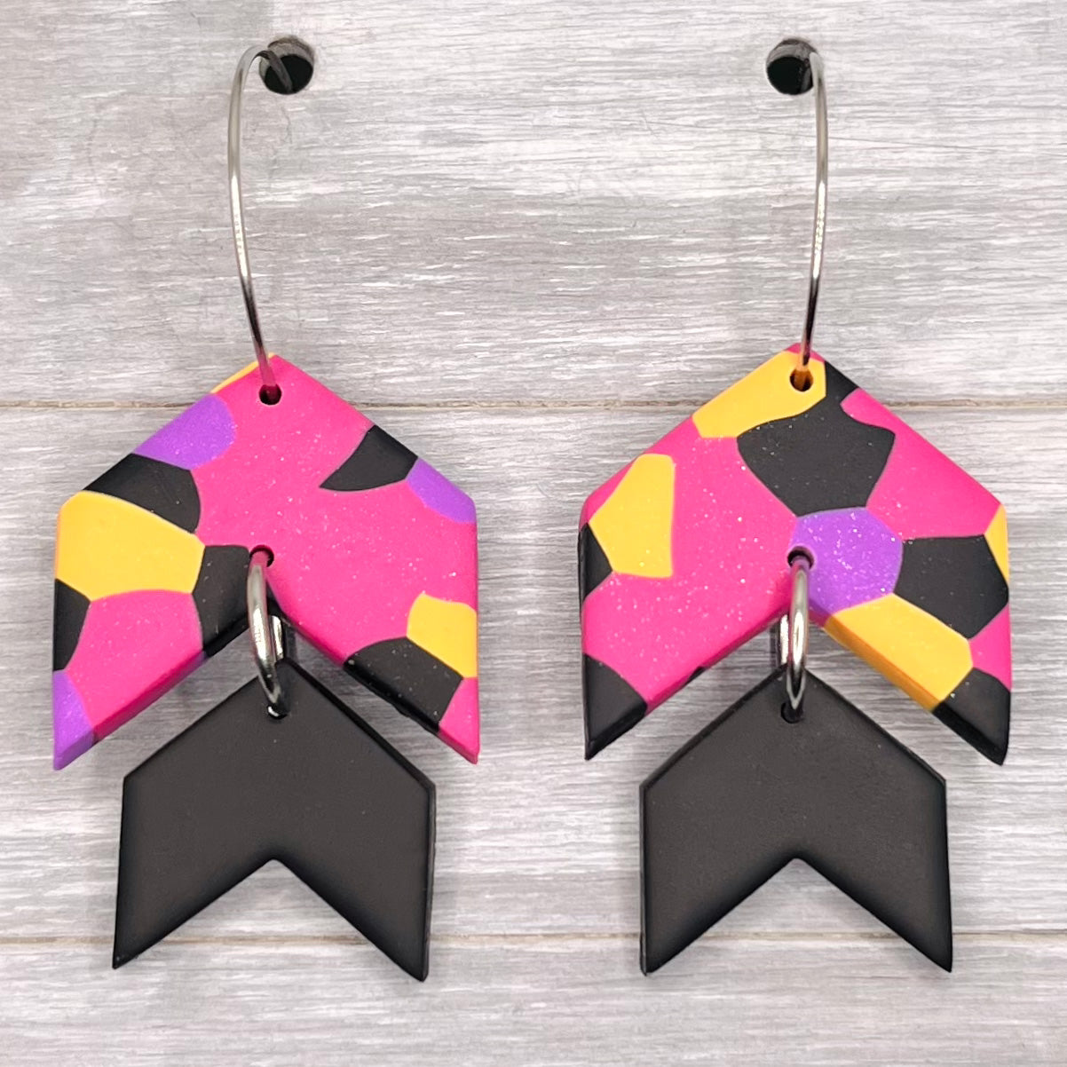 Summer Brights Terrazzo Chevron Hoop Dangles