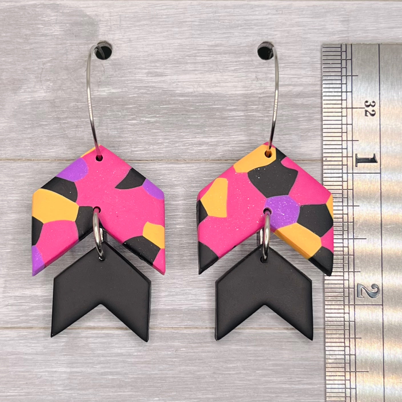 Summer Brights Terrazzo Chevron Hoop Dangles