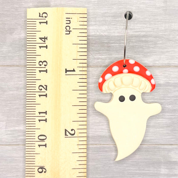 Mushroom Ghost Polymer Clay Dangles