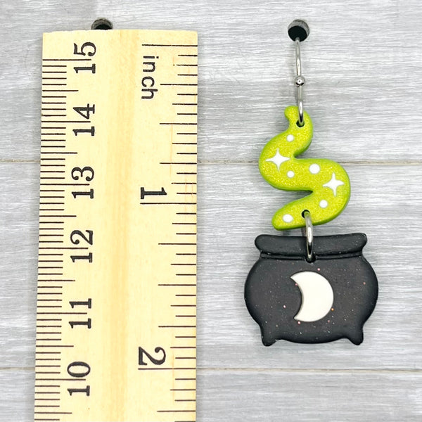 Green Magic Cauldron Polymer Clay Dangles