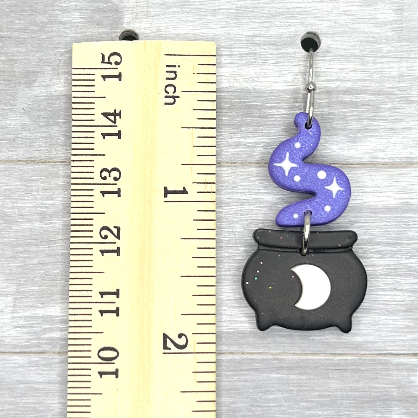 Purple Magic Cauldron Polymer Clay Dangles