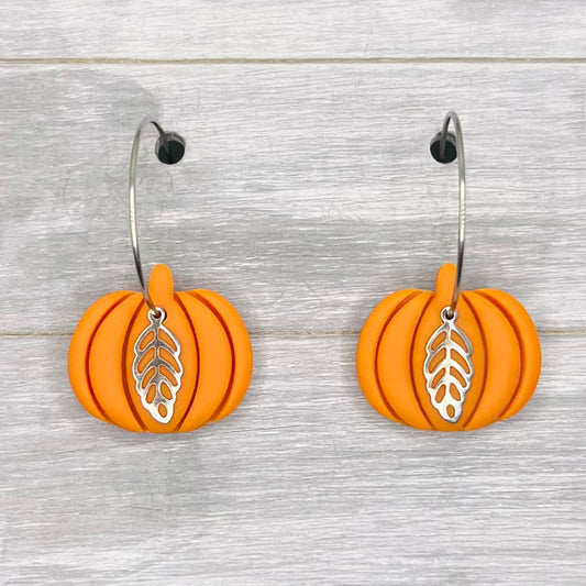 Orange Pumpkin Hoop Dangles