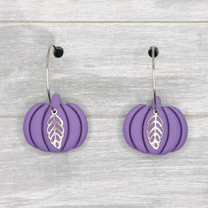 Purple Pumpkin Hoop Dangles