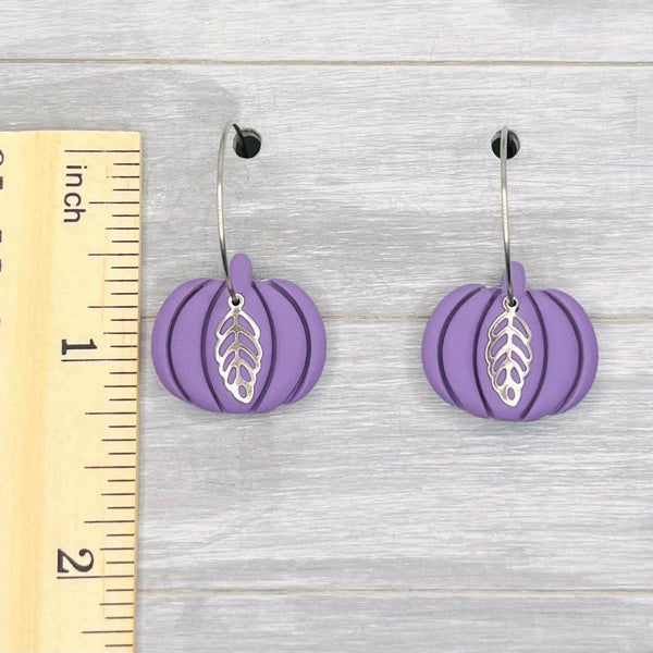 Purple Pumpkin Hoop Dangles