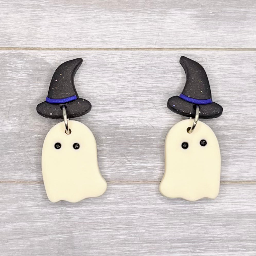 Glow In The Dark Ghost Polymer Clay Dangles