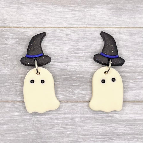 Glow In The Dark Ghost Polymer Clay Dangles