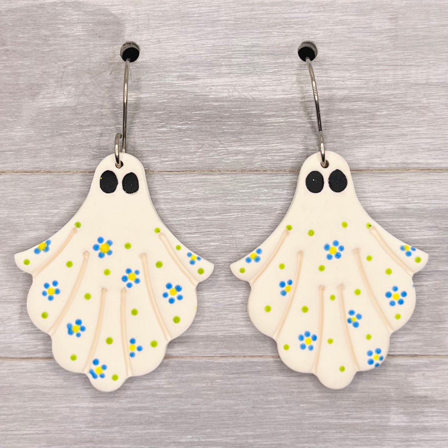 Ditsy Floral Sheet Ghost Polymer Clay Dangles