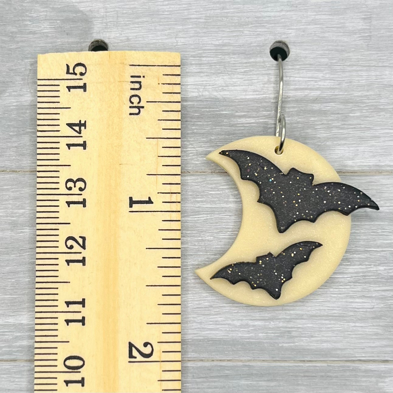 Glow In The Dark Bat Moon Clay Dangles