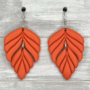 Burnt Orange Fall Feather Clay Dangles