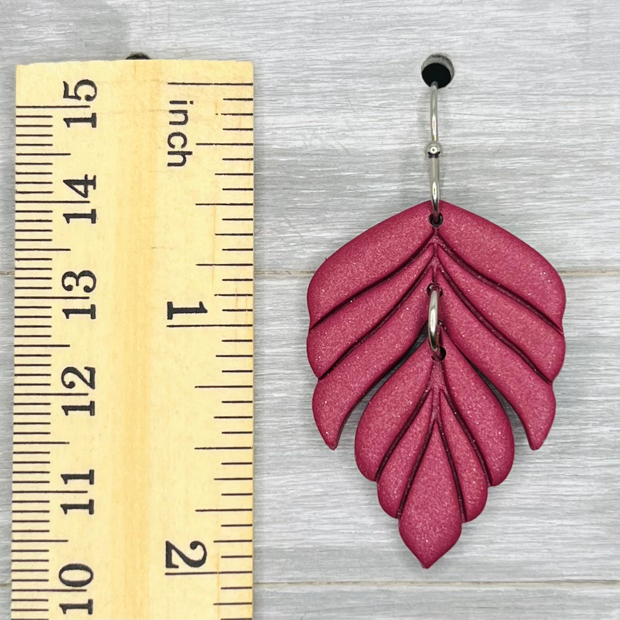 Burgundy Fall Feather Clay Dangles