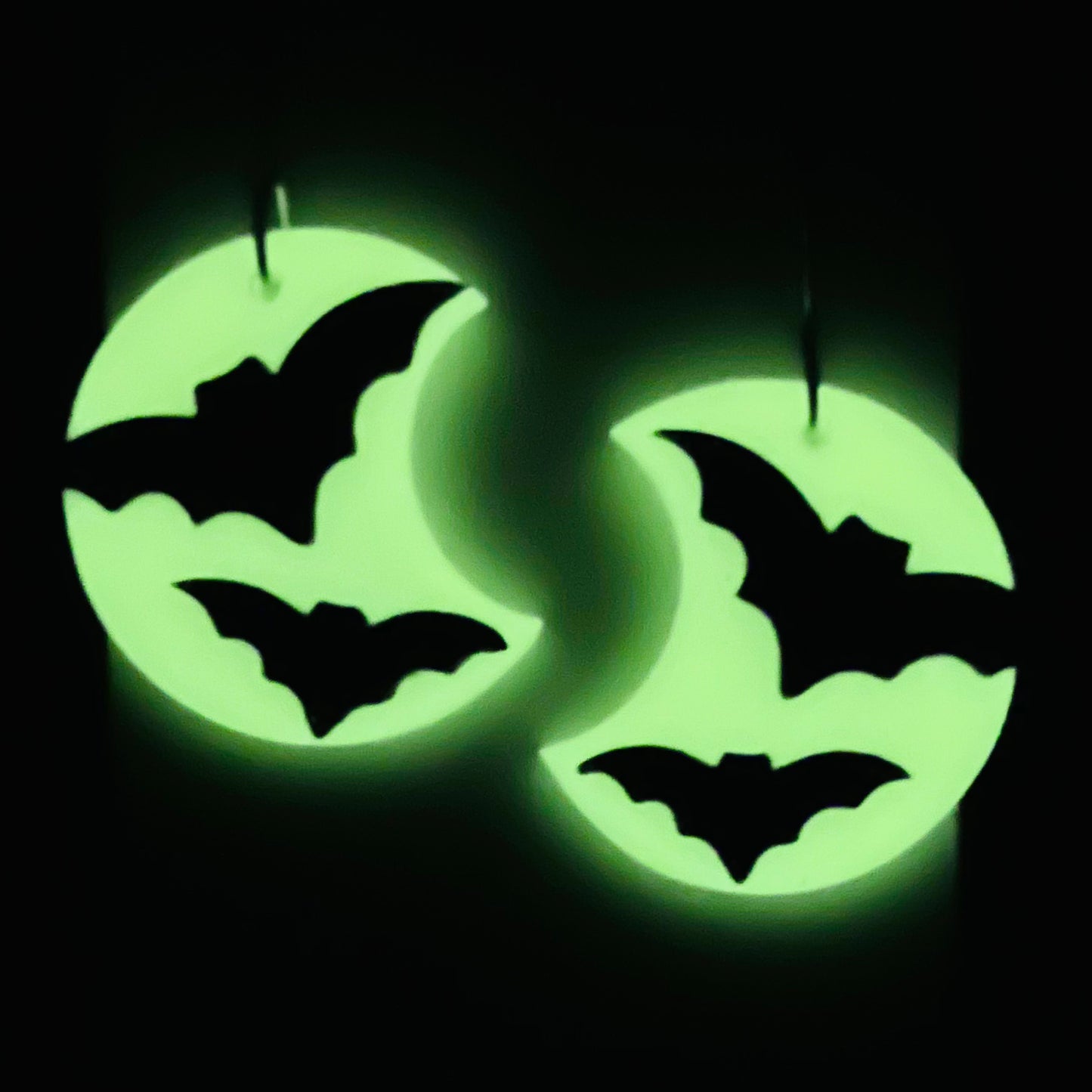 Glow In The Dark Bat Moon Clay Dangles