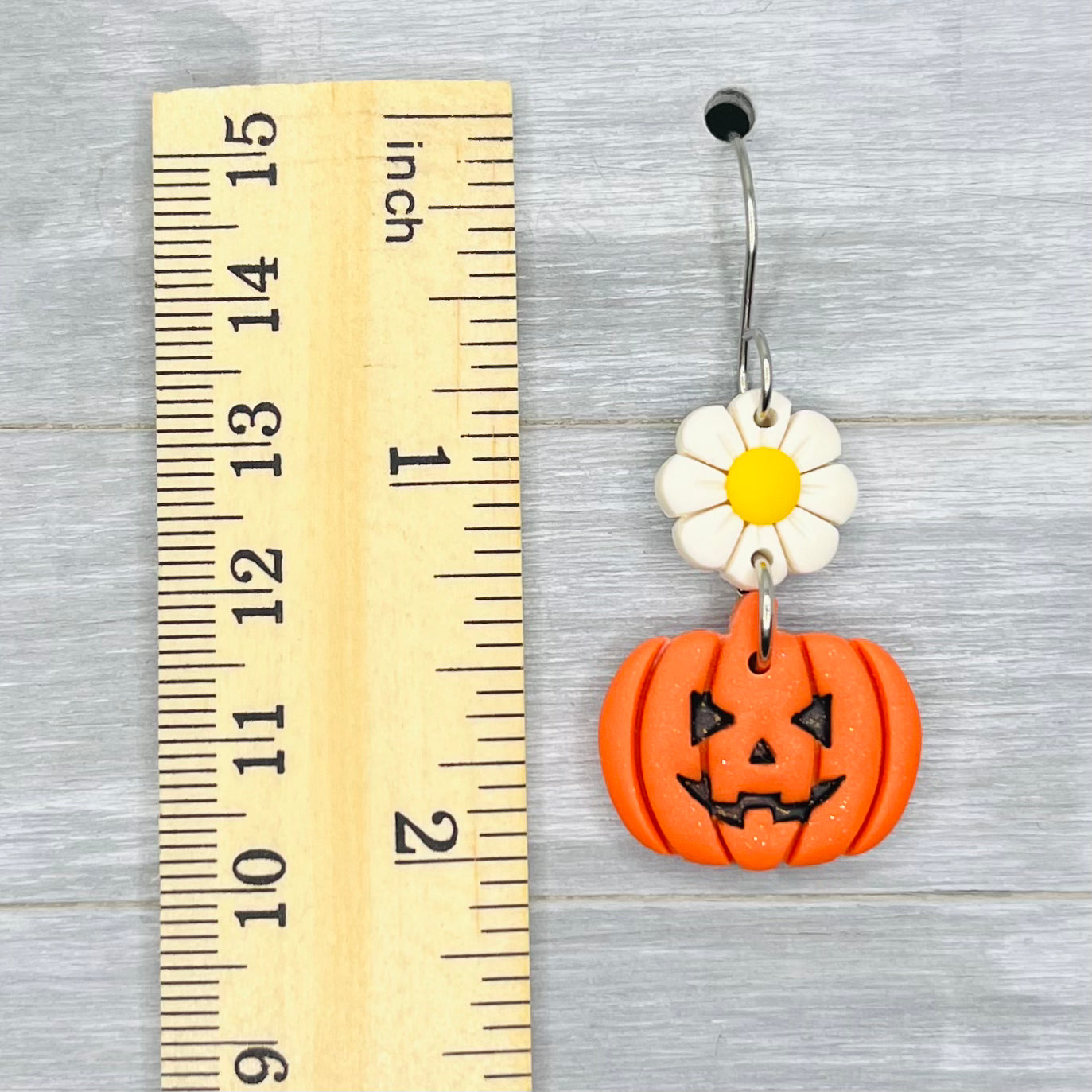 Jack-o-lantern Flower Clay Dangles