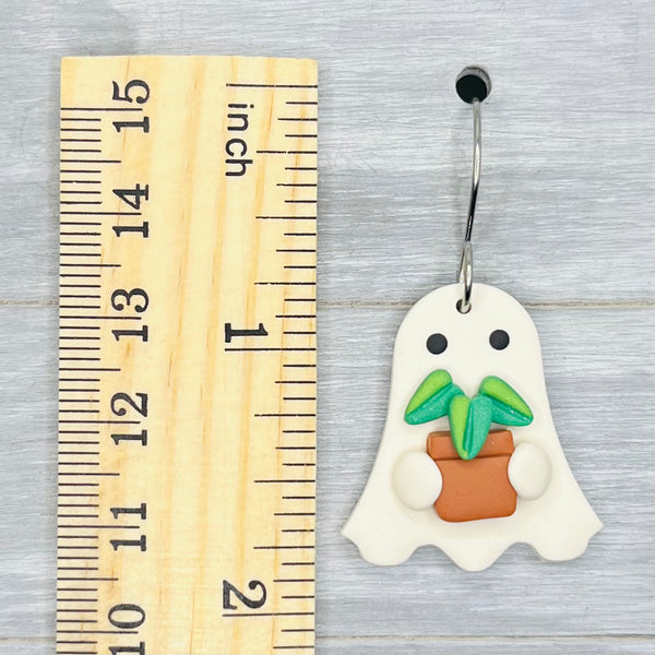 Potted Plant Ghost Clay Dangles