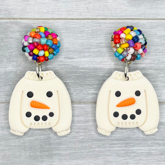 Snowman Sweater Stud Dangles