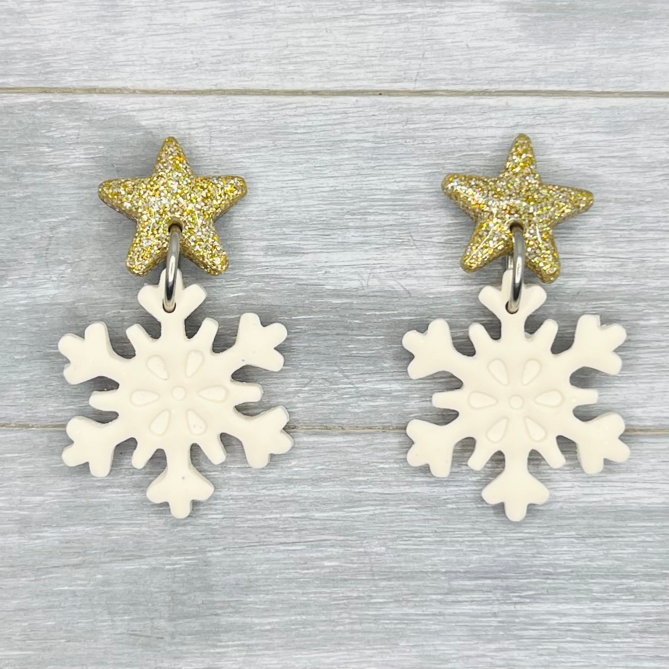 Snowflake Star Stud Dangles