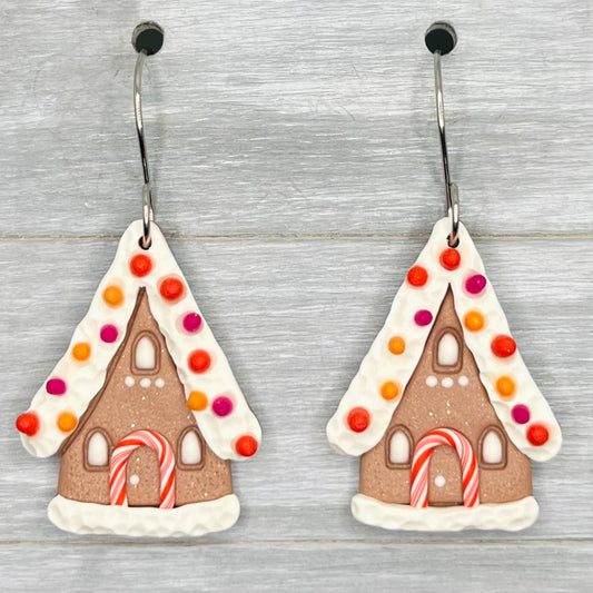 Frosted Gingerbread House Clay Dangles