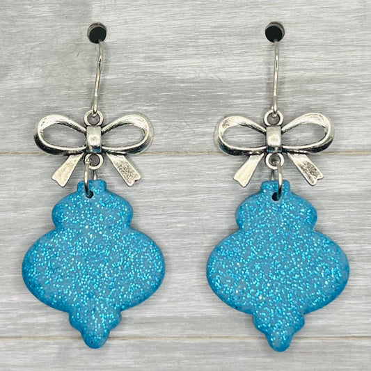 Blue Ornament Bow Dangles