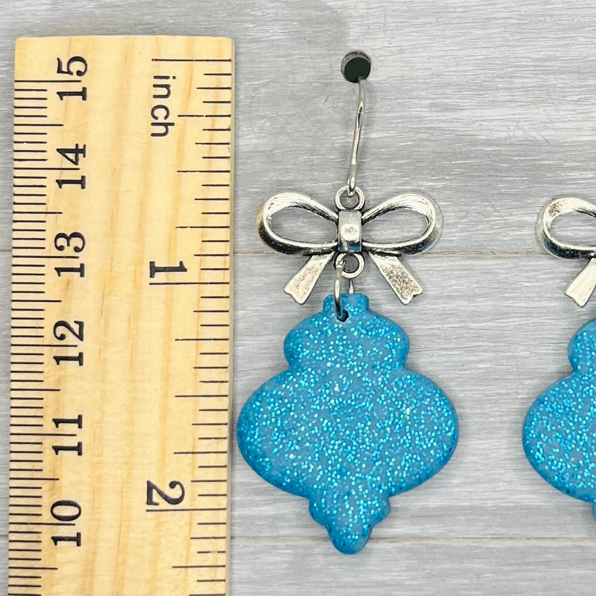 Blue Ornament Bow Dangles