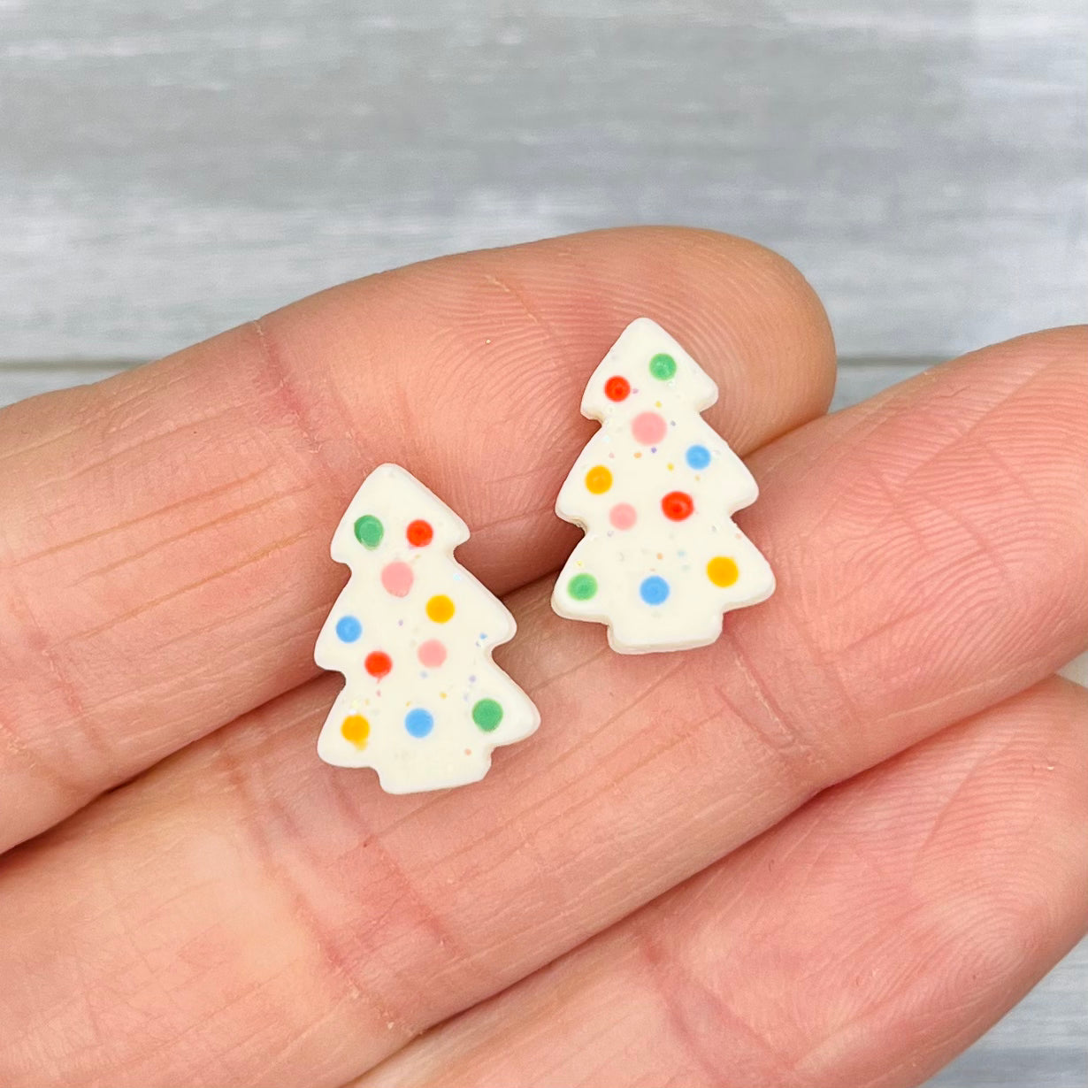 Colorful Christmas Tree Studs