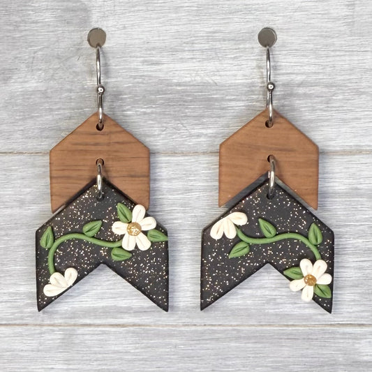 Floral Chevron Dangles