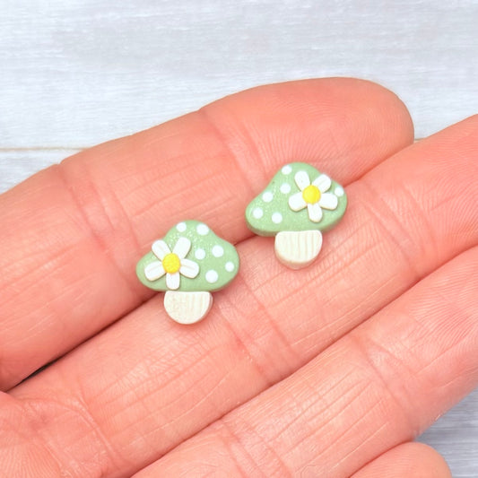 Green Daisy Mushroom Studs
