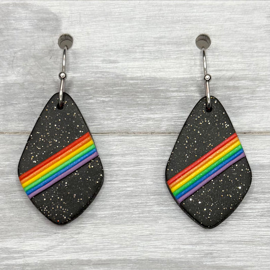 Rainbow Stripe Teardrop Clay Dangles