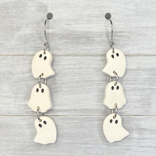 Ghost Trio Clay Dangles