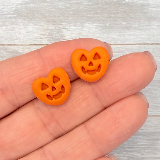 Jack-o-Lantern Heart Studs