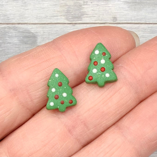 Green Christmas Tree Studs