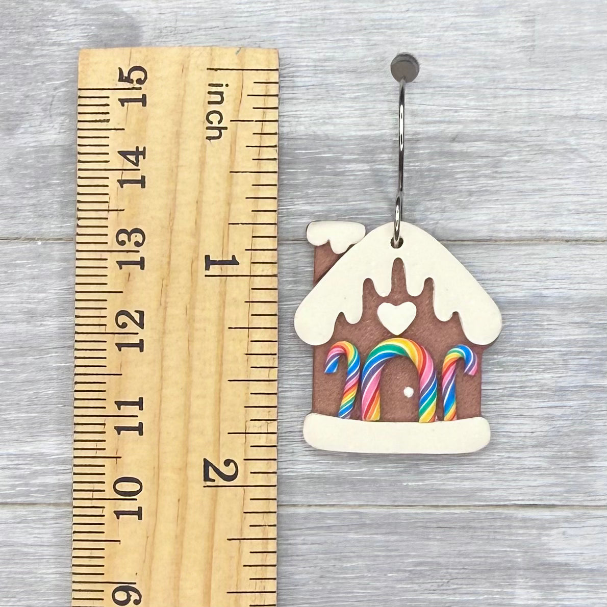Rainbow Gingerbread House Polymer Clay Dangles