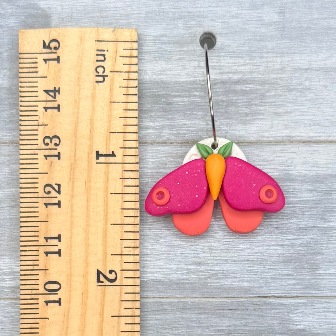 Small Pink & Orange Moth Hoops