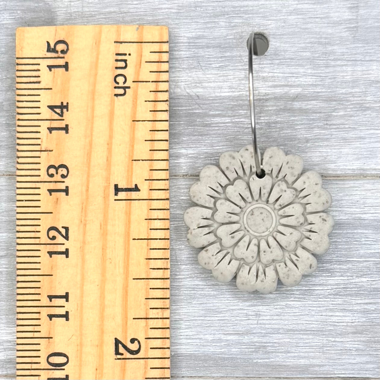 Granite Flower Hoop Dangles