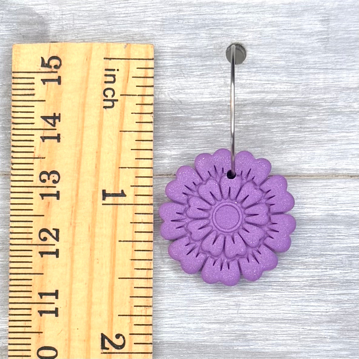 Purple Flower Hoop Dangles