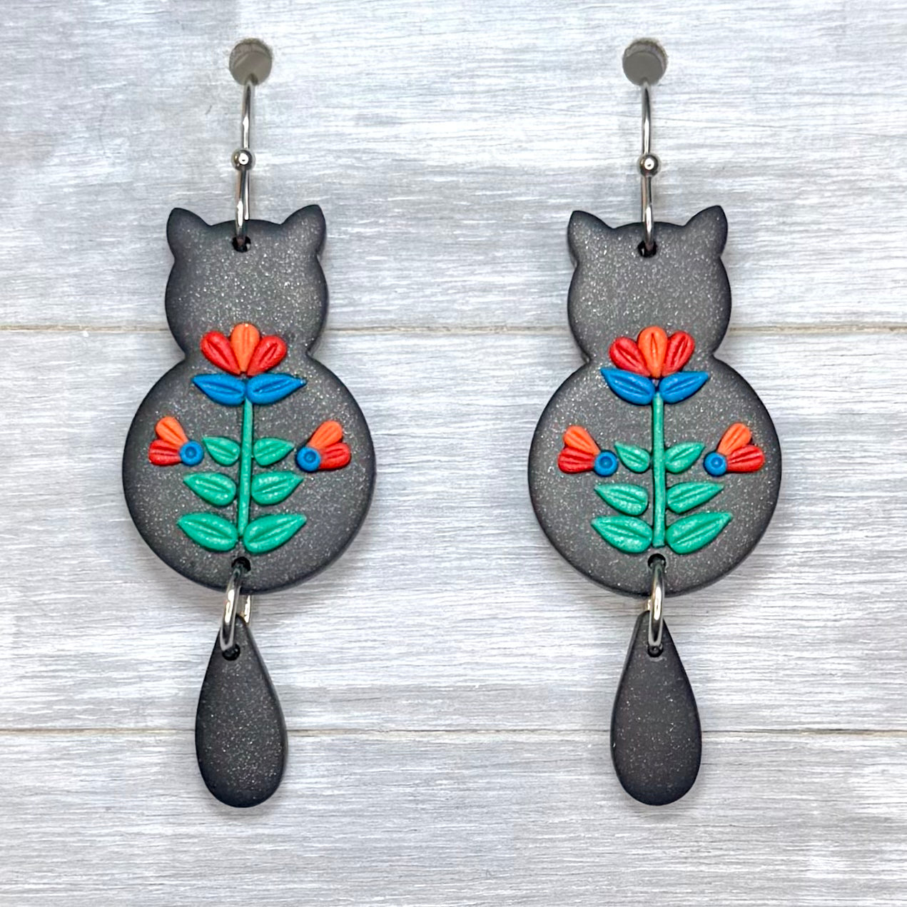 Folk Flower Cat Dangles