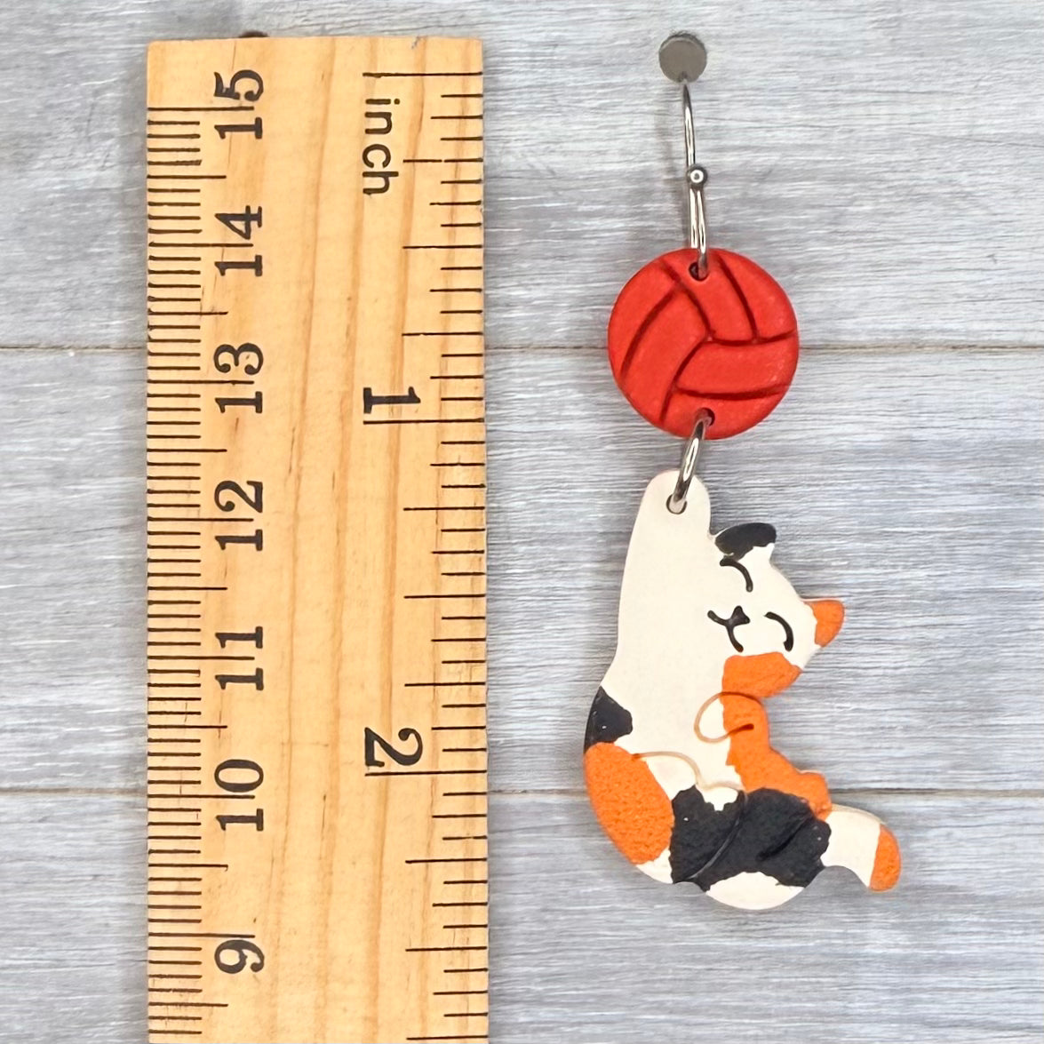 Red Yarn Calico Cat Dangles