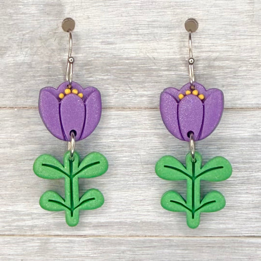 Purple Folk Flower Dangles