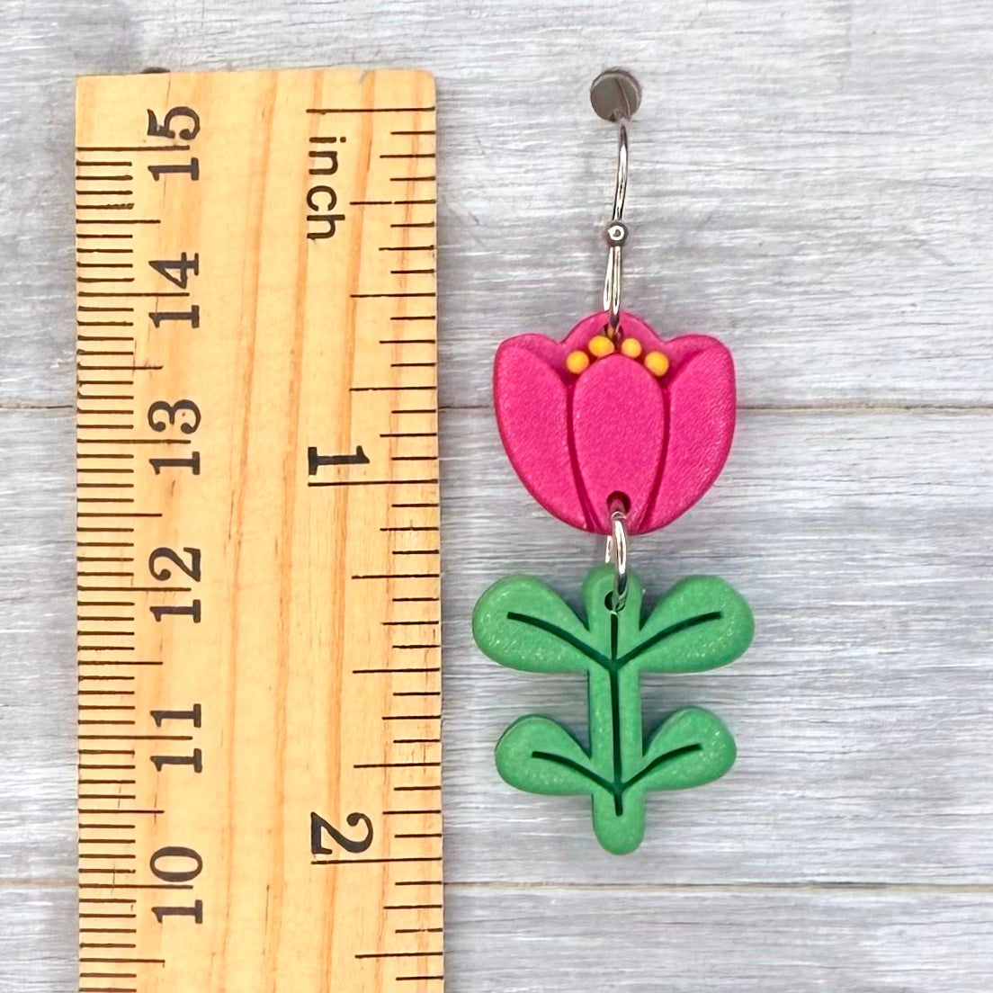 Pink Folk Flower Dangles