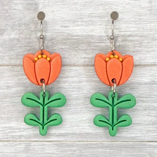 Orange Folk Flower Dangles