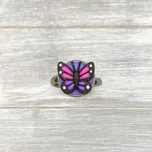 Purple Butterfly Bezel Ring