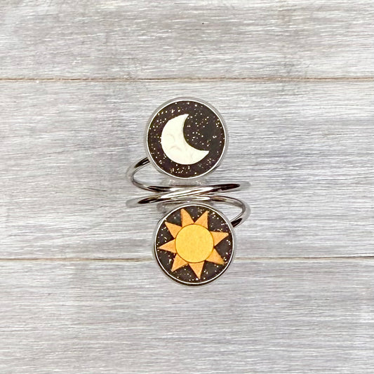 Sun and Moon Double Bezel Ring